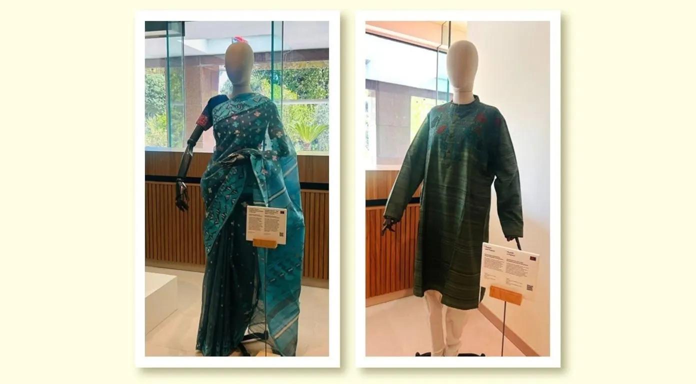 Bangladeshi traditional Jamdani Saree, Panjabi displayed at FAO Museum in Rome