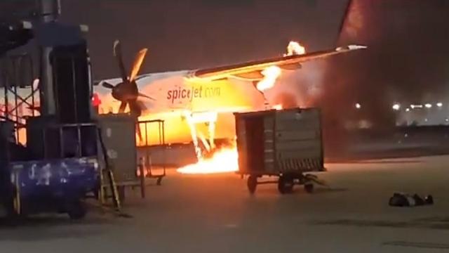 SpiceJet aircraft catches fire at IGI Airport