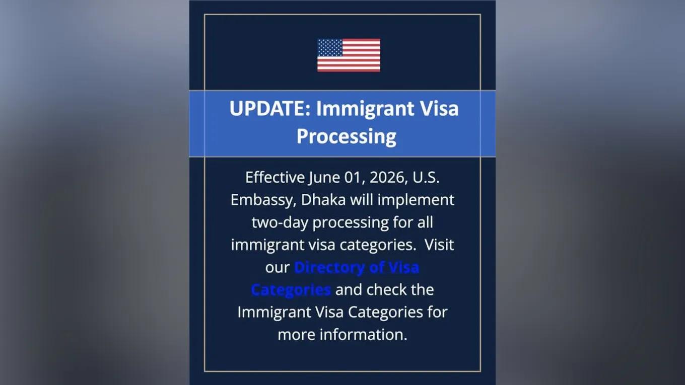 U.S. Embassy Dhaka introduces two-day processing for immigrant visas