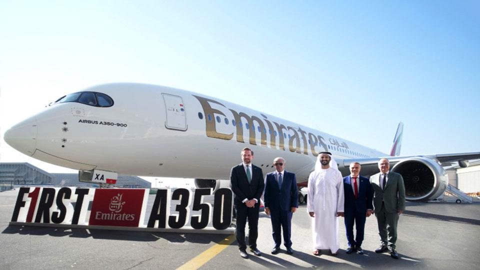 Emirates officially unveils its first A350 aircraft