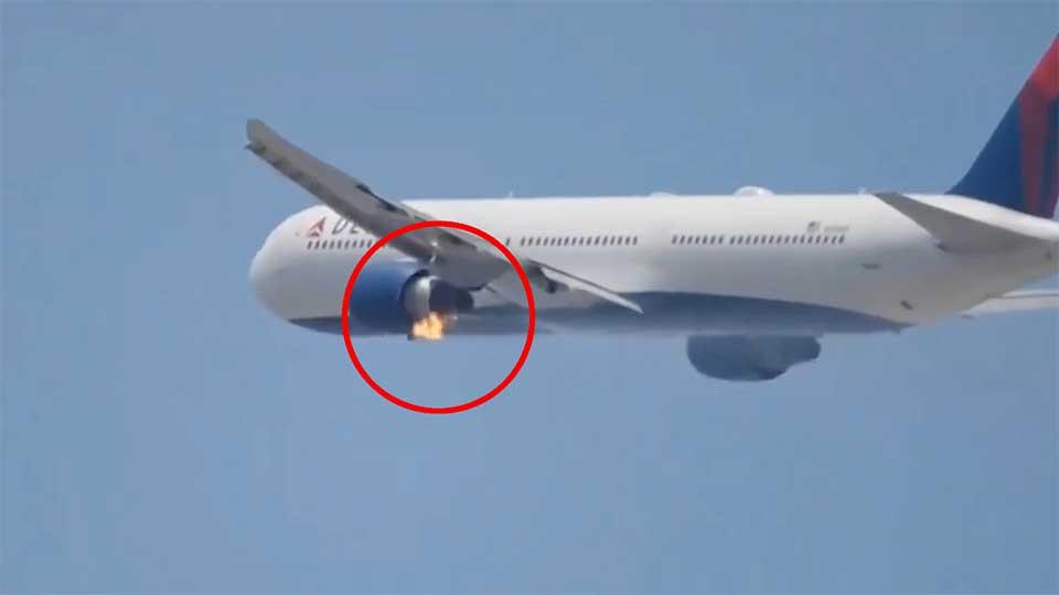 Delta Boeing catches fire shortly after takeoff