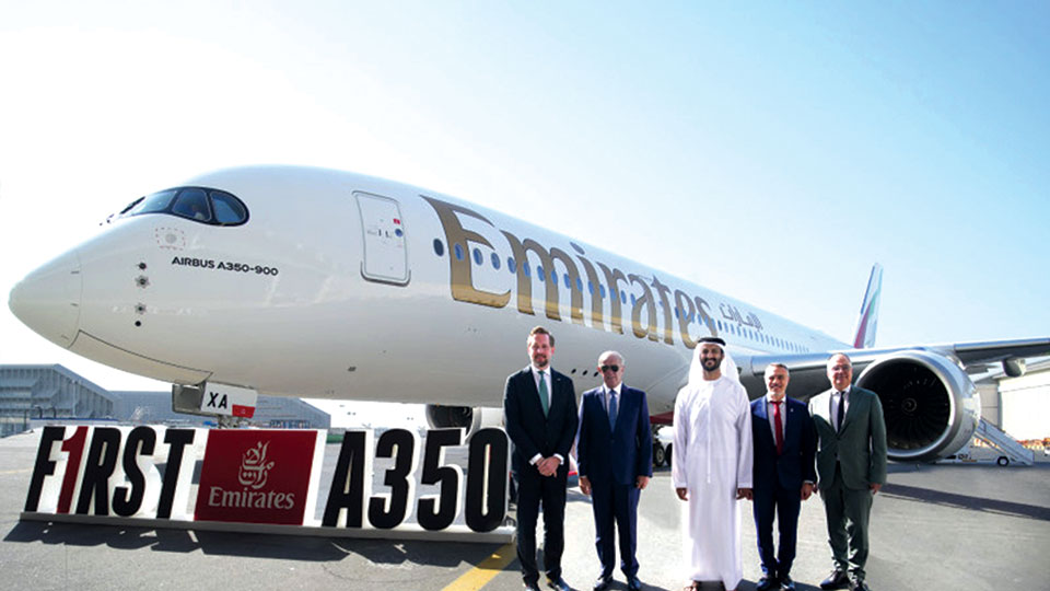 Emirates unveils its first A350 aircraft