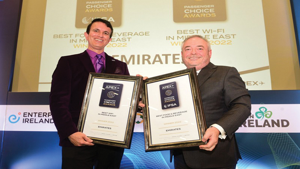 Emirates wins Best Wi-Fi, Best F&B awards