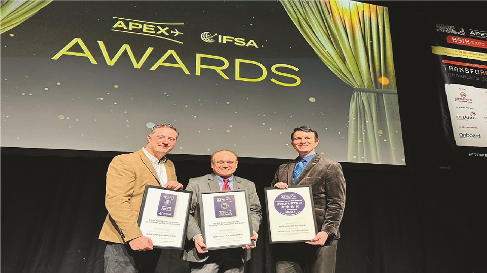 SriLankan Airlines wins 2023 APEX Regional Passenger Choice Awards