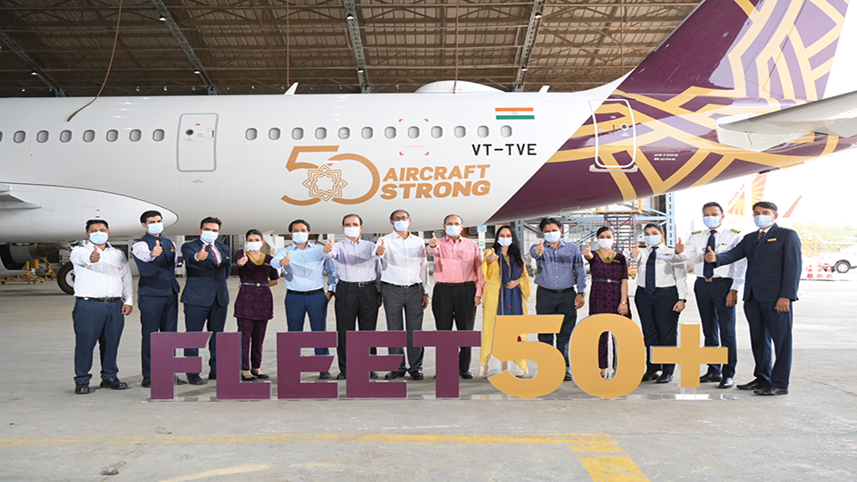 Vistara celebrates its strong fleet of 50 aircraft