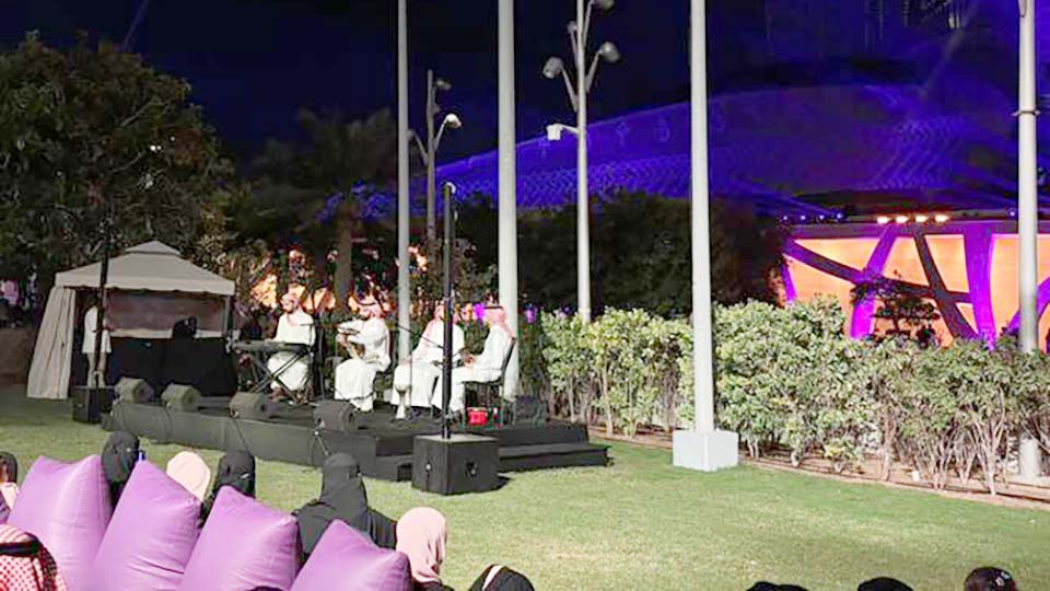 Local musicians perform traditional melodies during the launch event of Winter is Alive at Ithra on Wednesday evening