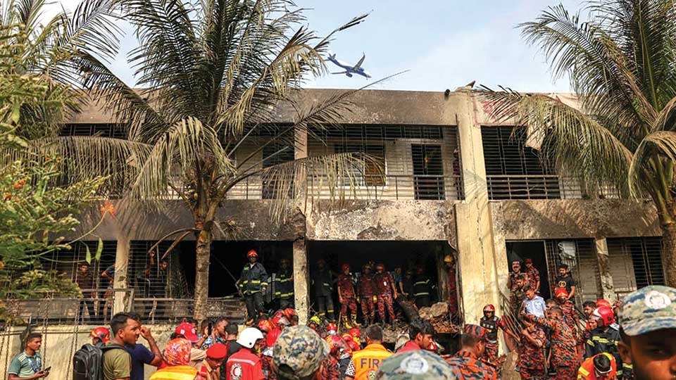 Aftermath of Milestone School plane crash in Dhaka