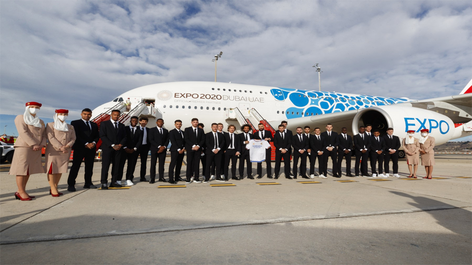 Real Madrid arrives in Riyadh on Emirates Expo Superjumbo