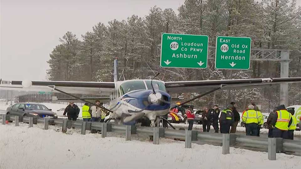Aircraft makes hard emergency landing on Virginia highway