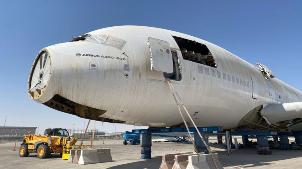 Several Emirates A380 being dismantled, cannibalised at DWC
