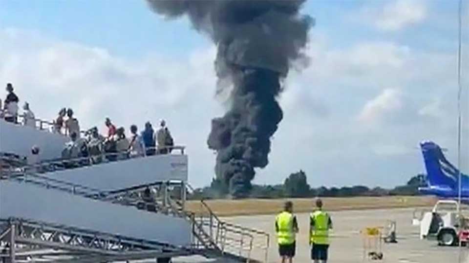 Small aircraft crashes in fireball at Southend Airport